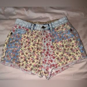 Farm for Anthropologie floral jean shorts